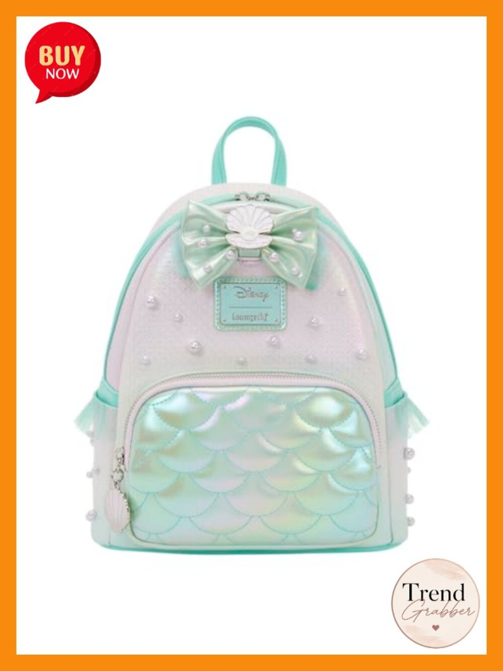Little Mermaid Mini Backpack Iridescent Pearl Polyurethane